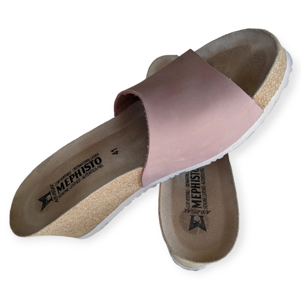 Mephisto Lisane Air-Relax slide wedge slip on sandals blush pink open toe
